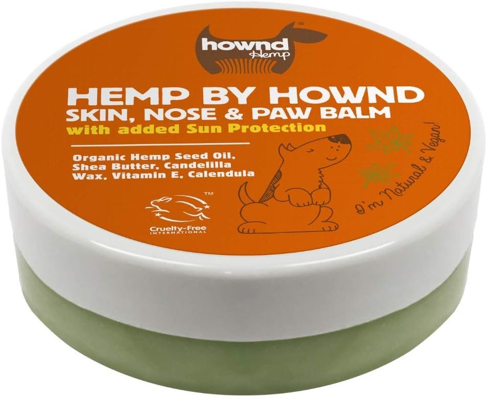 Hemp by HOWND Skin, Nose  Paw Balm with Sun Protection - Hemp Seed Oil, Shea Butter, Candelilla Wax, Vitamin E, Calendula - Protect, Soothe, Moisturize - 100% Vegan, Unscented, Fast-Absorbing - 50g