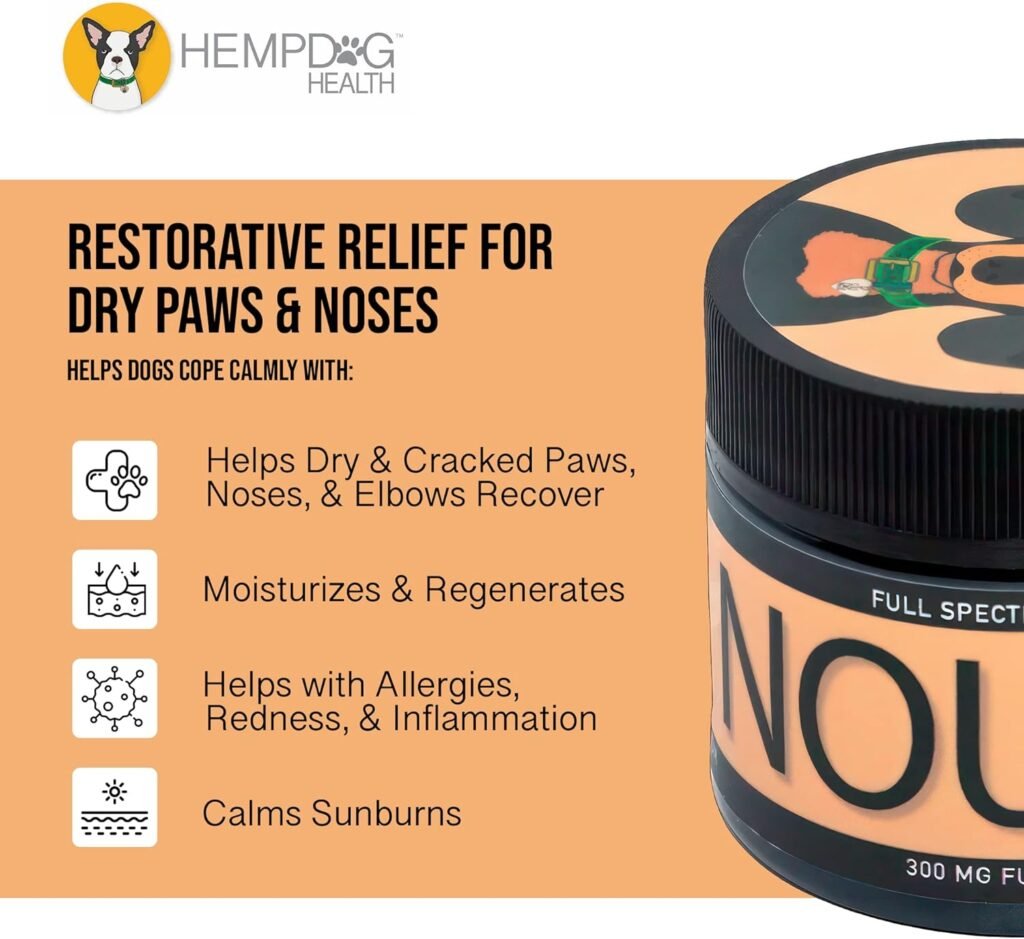 Hemp Dog Health - Nourish - High-Potency Hemp Salve - Dog Paw Balm  Dog Nose Balm for Dryness Relief - Dog Paw Moisturizer for Allergies, Redness,  Inflammation - Natural Paw Soother for Dogs