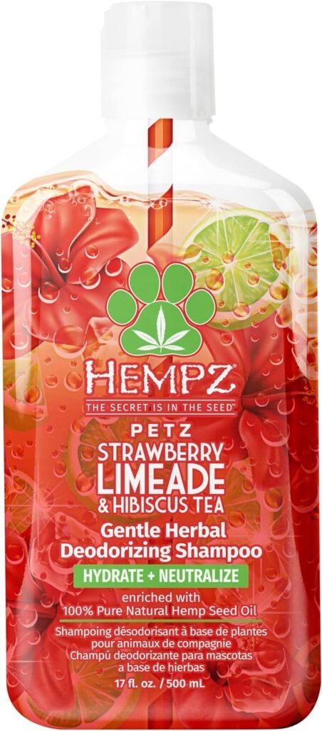 HEMPZ PETZ Dog Shampoo Wash - Strawberry Limeade  Hibiscus Tea - Pet Limited Edition Hypoallergenic, Deodorizing, Moisturizing for Itch Relief for Dry, Sensitive  Allergy Prone Skin - 17 fl oz