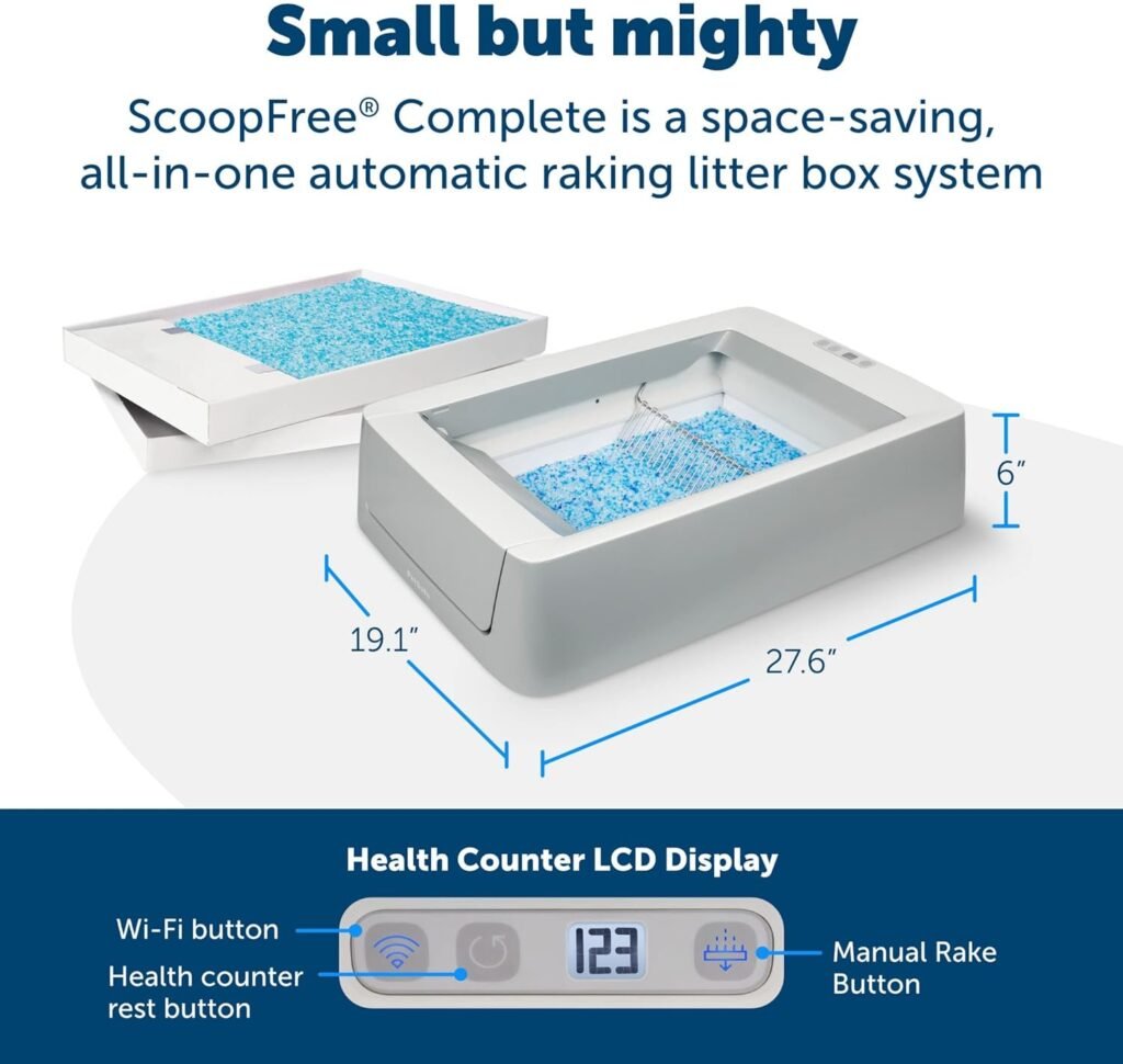 PetSafe ScoopFree Smart Self-Cleaning Cat Litter Box - WiFi  App Enabled - Hands-Free Cleanup With Disposable Crystal Trays - Less Tracking,Grey