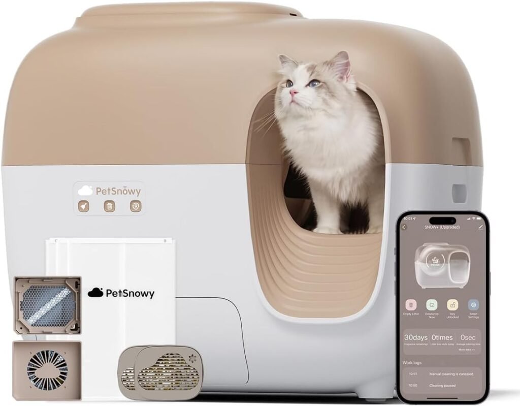 PetSnowy (Upgraded Version) Snow+ Automatic Cat Litter Box Self Cleaning Litter Box - Less Smell, Minimal Tracking