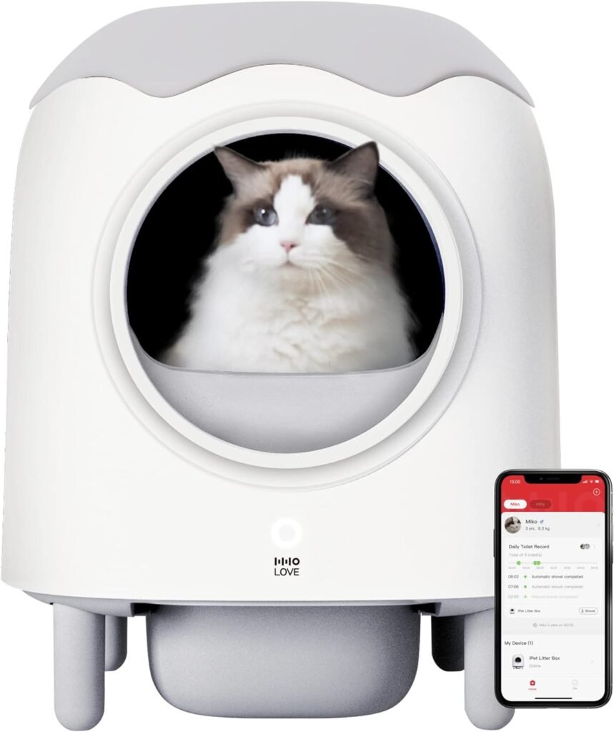 Self Cleaning Cat Litter Box, ABRCT Extra Large Automatic Smart Cat Litter Cleaning Box for Multiple Cats with APP Remote Control, Intelligent Radar Safety Protection,Alerts, No More Scooping