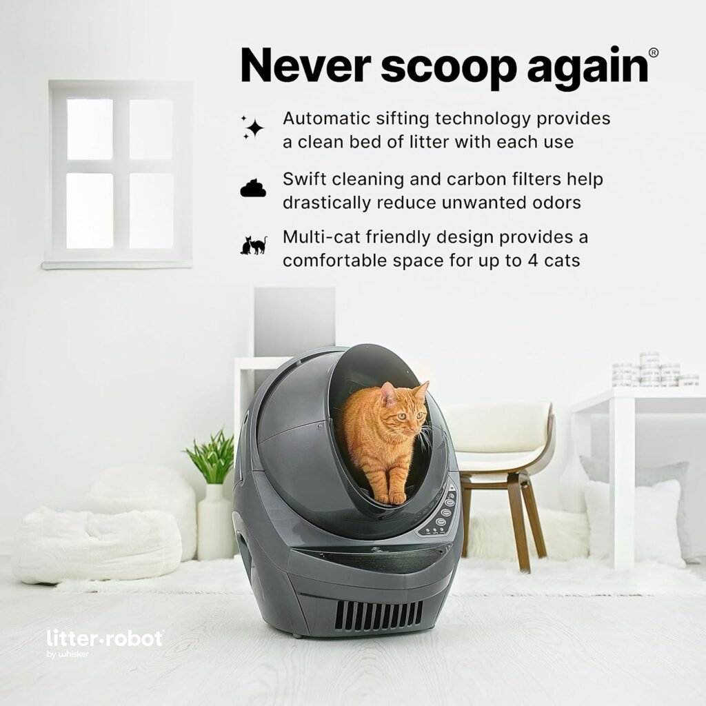 Whisker Litter-Robot 3 Connect Pro Bundle (Grey) Includes Litter-Robot 3, Litter Trap Mat, Fence, Ramp, OdorTrap Pod  6 Refills, 100 Liners, 6 Carbon Filters, Cleaner Wipes  1 Year WhiskerCare