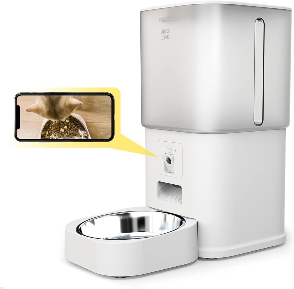 ABRCT Automatic Cat Feeders with Visible Food Bowl, 6L Camera Pet Dry Food Dispenser, Auto Notification of Pets Meal Picture and Video Live, Easy APP-Controlled Timed Dog Feeder