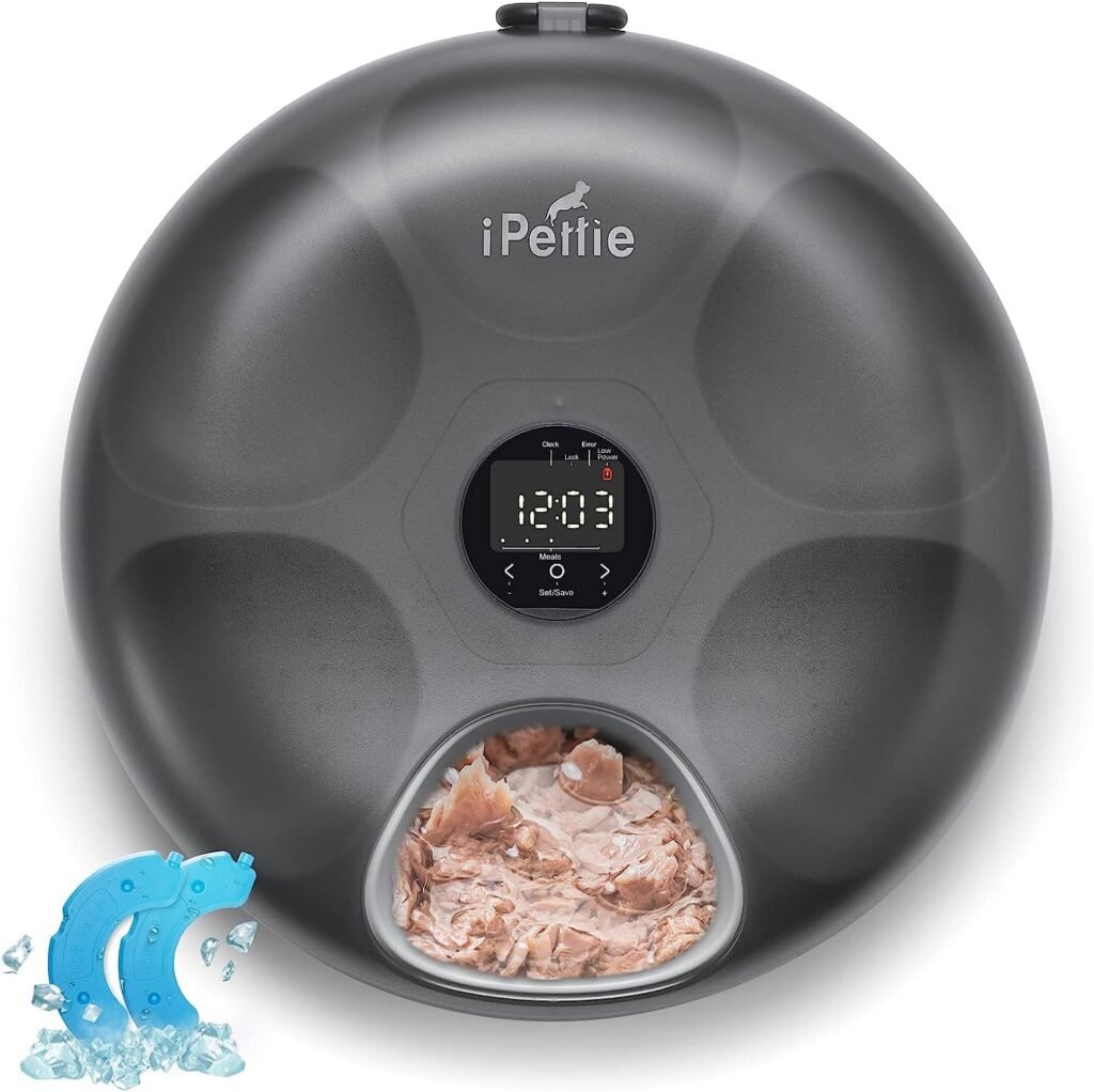 iPettie Donuts Frost 6 Meal Cordless Automatic Pet Feeder, Dry  Wet Food Automatic Cat Feeder with Two Ice Packs, Rechargeable Massive Battery, Programmable Timer, Holds 6 x ½ lb. of Food