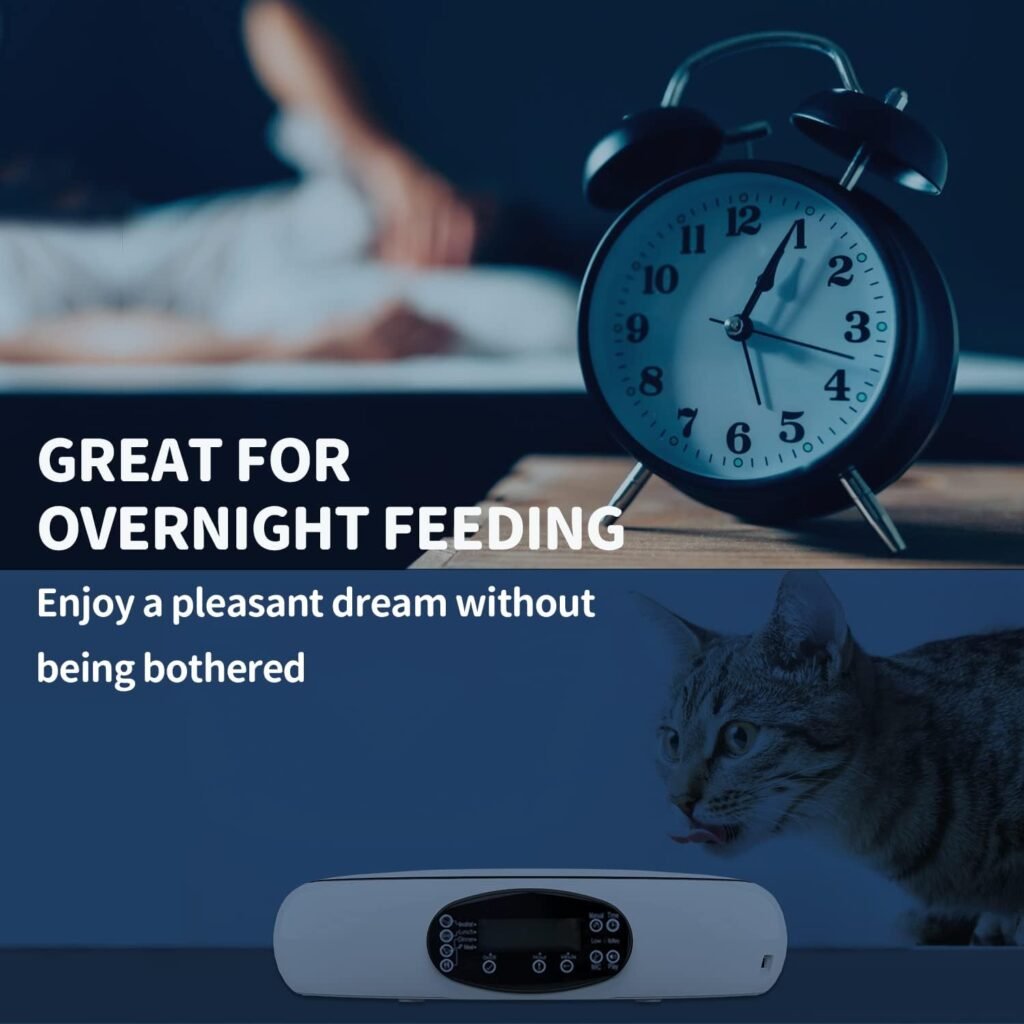 ORSDA Automatic Cat Feeder Wet Food/Dry Food, 5 Meal Timed Pet Feeder Easily Programmable  Voice Recorder  Easy to Clean, Dual Power Supply Auto Feeder for Cats/Small Dogs, for Weekend Trip Blue