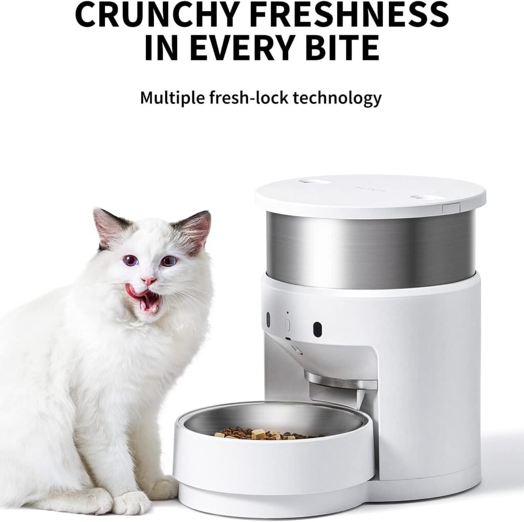 PETKIT Automatic Cat Feeders, Pet Dry Food Dispenser Triple Preservation, Stainless Steel Smart Feeder, Schedule Feeding 5-200g Portions 10 Meals Per Day, Fresh Element Infinity for Cats/Dogs
