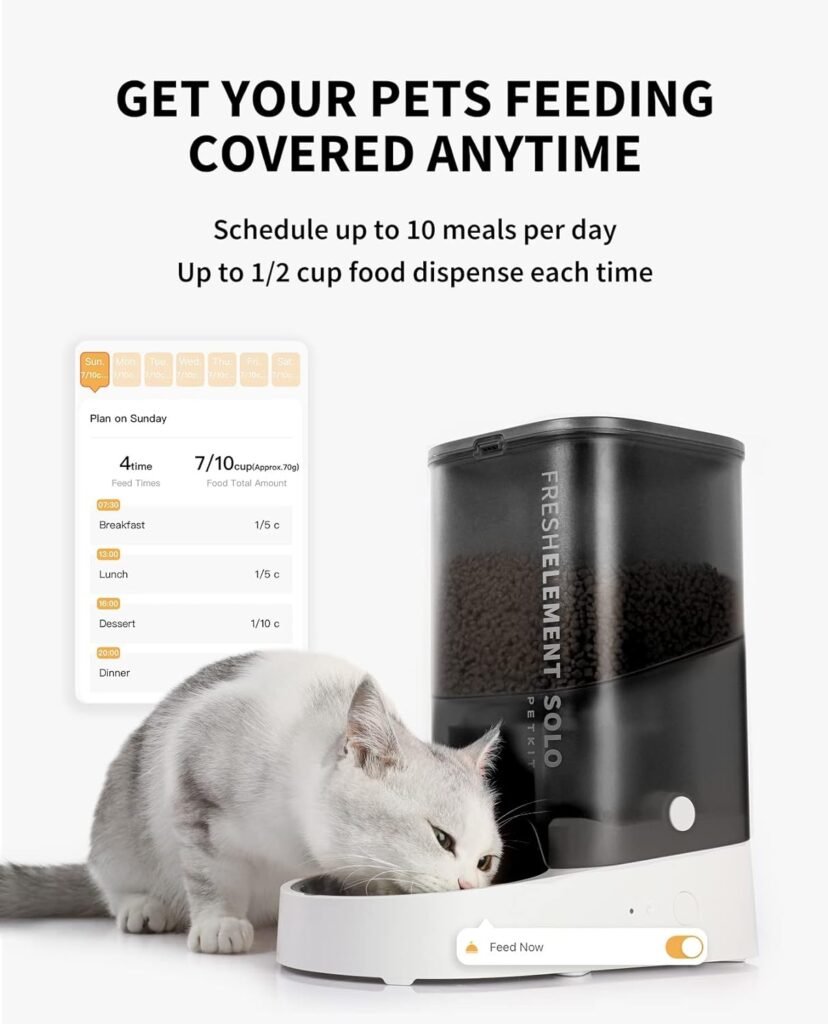 PETKIT Automatic Pet Feeder, 3L WiFi Cat Dog Feeder, Schedule Feeding Pet Food Dispenser for Cats and Dogs with 304 Stainless Steel Feeding Bowl, Up to 10 Meals per Day, USB Cable/App Control