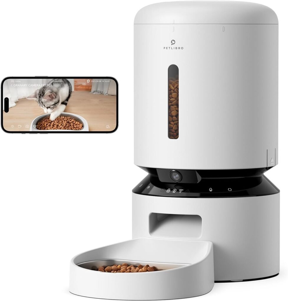 PETLIBRO Automatic Cat Feeder with Camera, 1080P HD Video with Night Vision, 5G WiFi Pet Feeder with 2-Way Audio, Low Food  Blockage Sensor, Motion  Sound Alerts for Cat  Dog Single Tray