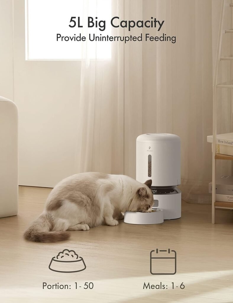 PETLIBRO Automatic Cat Feeder with Camera for 2 Cats, 1080P HD Video Night Vision, 5G WiFi Pet Feeder Pet Camera with Phone APP 2 Way Audio, Low Food  Motion  Sound Alerts for Cat  Dog Dual Tray