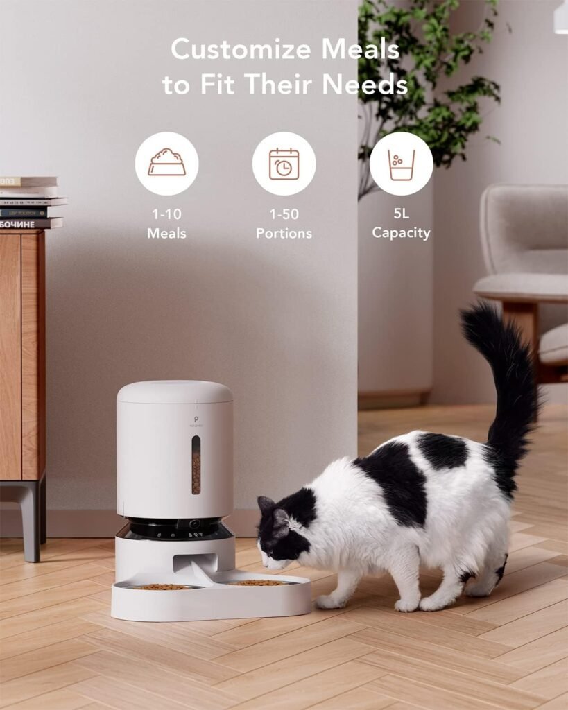 PETLIBRO Automatic Cat Feeder with Camera for 2 Cats, 1080P HD Video Night Vision, 5G WiFi Pet Feeder Pet Camera with Phone APP 2 Way Audio, Low Food  Motion  Sound Alerts for Cat  Dog Dual Tray