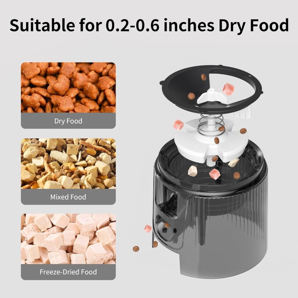 Petory Automatic Cat Feeder - 6 Meals Automatic Cat Food Dispenser with Slow Feeding for Cats and Small Dogs, Dual Power Supply Including Desiccant Bag