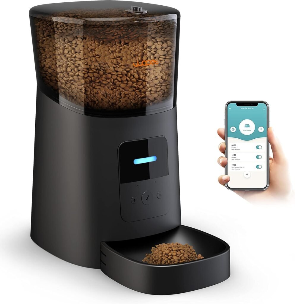 WOPET 6L Automatic Cat Food Dispenser,WiFi Automatic Cat Feeder with APP Control for Remote Feeding,Automatic Dog Feeder with Low Food Sensor and Voice Recorder,Up to 15 Meals per Day