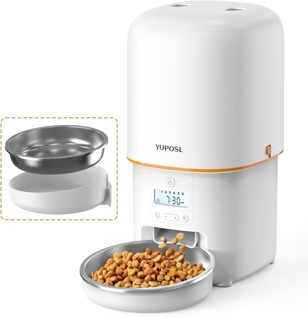 Yuposl Automatic Cat Feeders - 16 cup/136 oz for Pets, Timed Automatic Pet Feeder with Over 180-day Battery Life, Automatic Dog Feeder 1-6 Meals Control, Cat Food Dispenser Freshness Dry Food