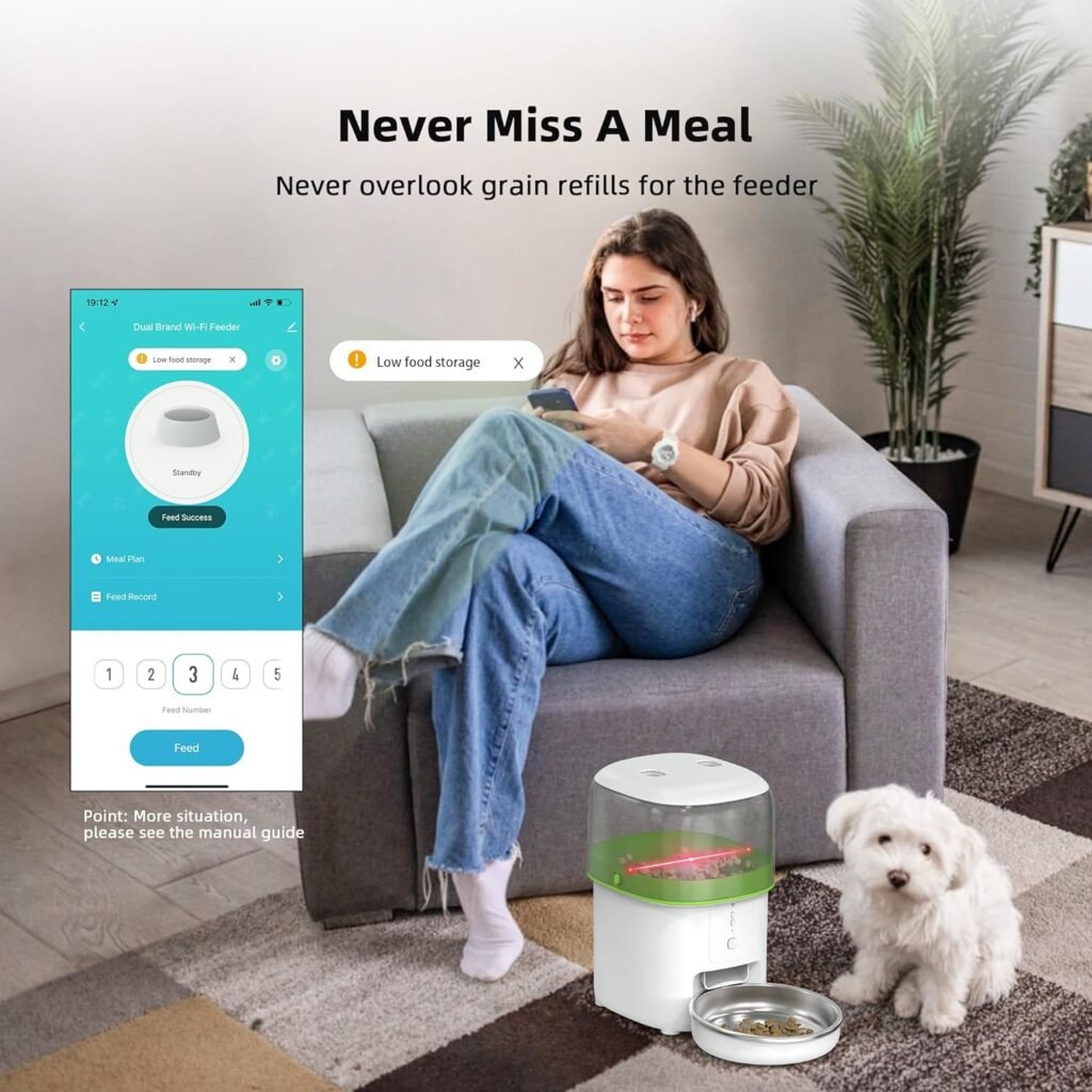 Yuposl Automatic Cat Food Dispenser with 5G WiFi - Cat Dry Food Dispenser Dual-Band WiFi APP Control for Remote Feeding 8cup/68oz for Pets, Automatic Cat Timed Feeder Easy to Use Also for Dogs